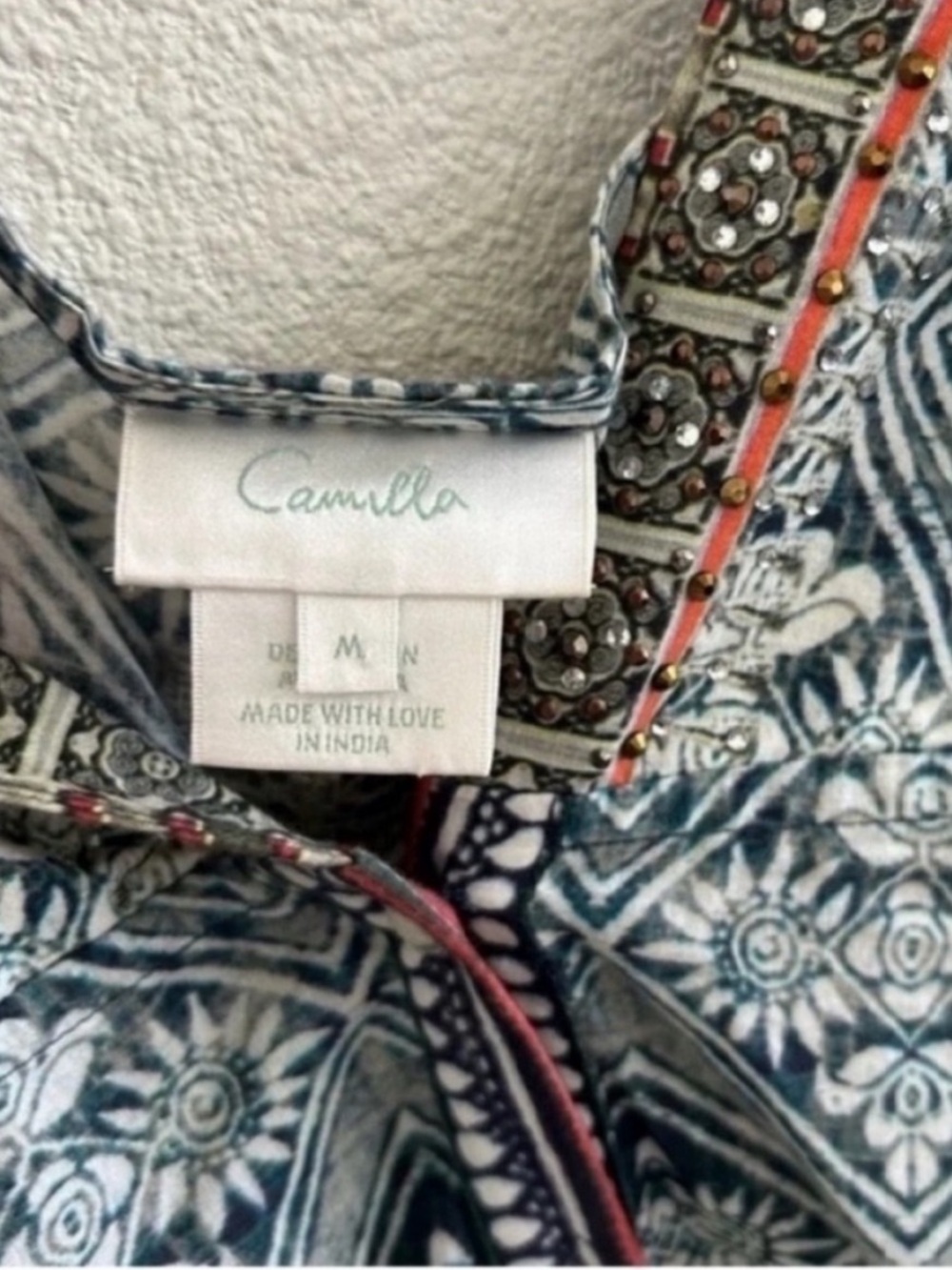 Camilla Tiered Shoestring Maxi Dress Blue Antique Batik - Picture 10 of 11